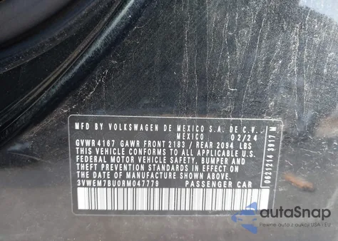 2024 Volkswagen Jetta 1.5T Se z USA, uszkodzony, nr VIN 3VWEM7BU0RM047779